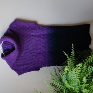 KENSIE Cowl Neck Dip Dye Short Sleeve Sweater Dress/Tunic M